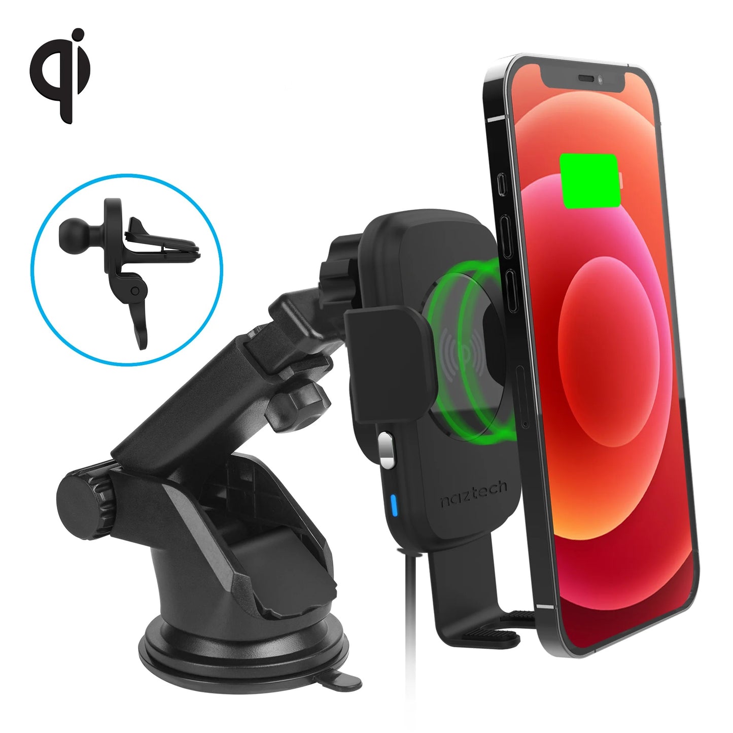 Naztech Smart Grip Soporte para coche con carga inalámbrica (negro)
