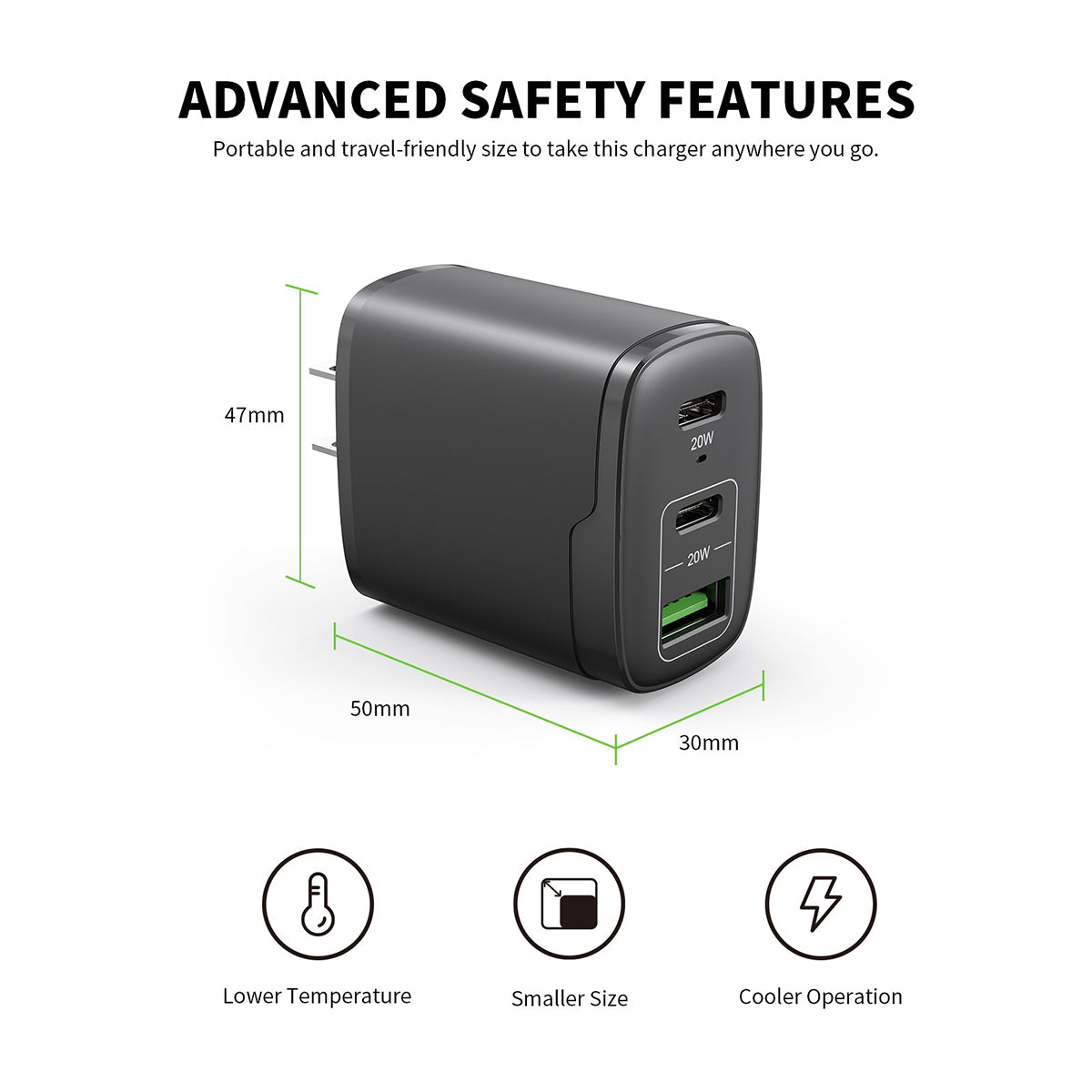 EA18-BK 40W Dual PD+QC Fast Wall Charger - ESoulk Rápido 40W Dual PD+QC Cargador de Pared