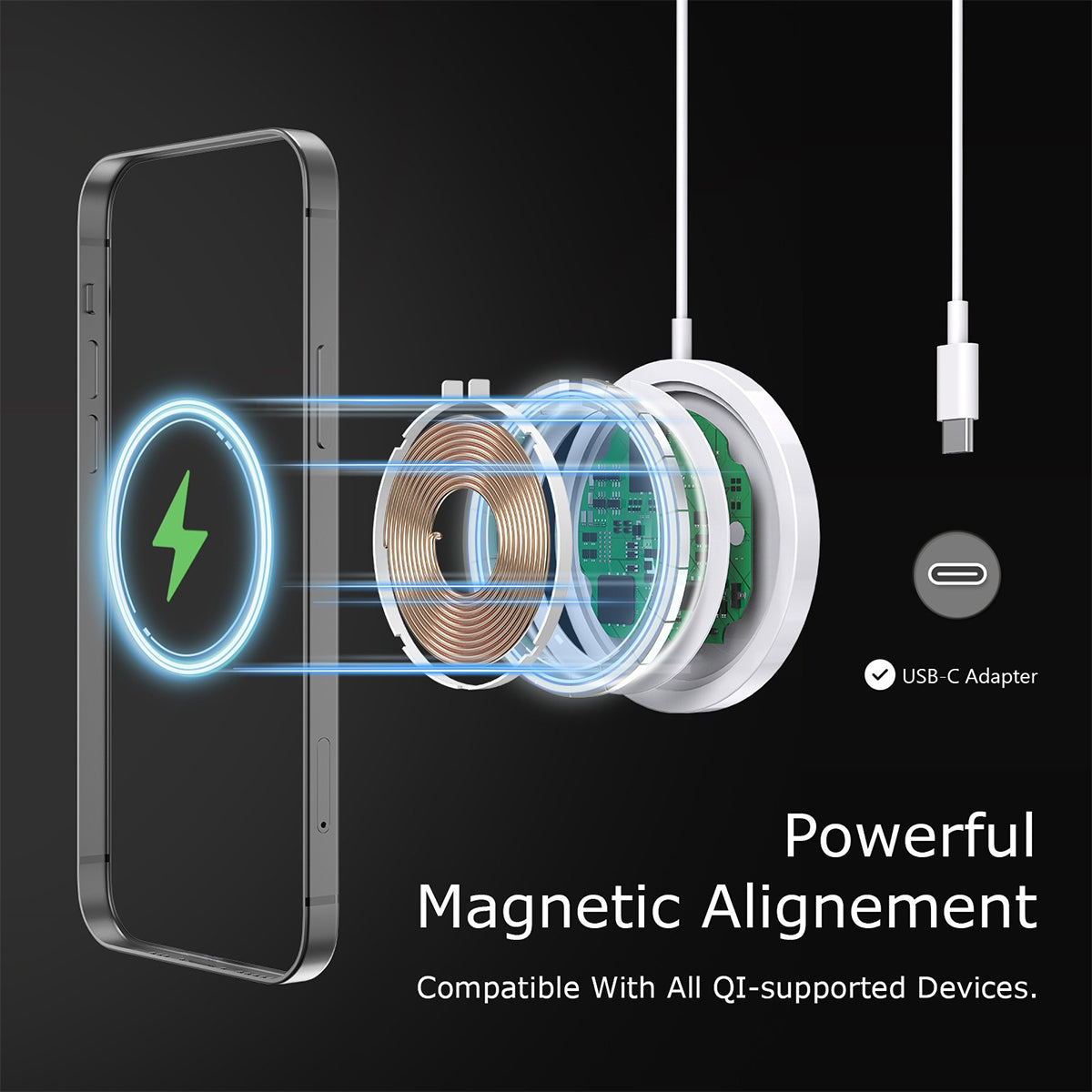 EW07WH 15W Magnetic Wireless Charger - ESoulk 15W Cargador Magnético Inalámbrico - Tecn. Carga Rápida QI