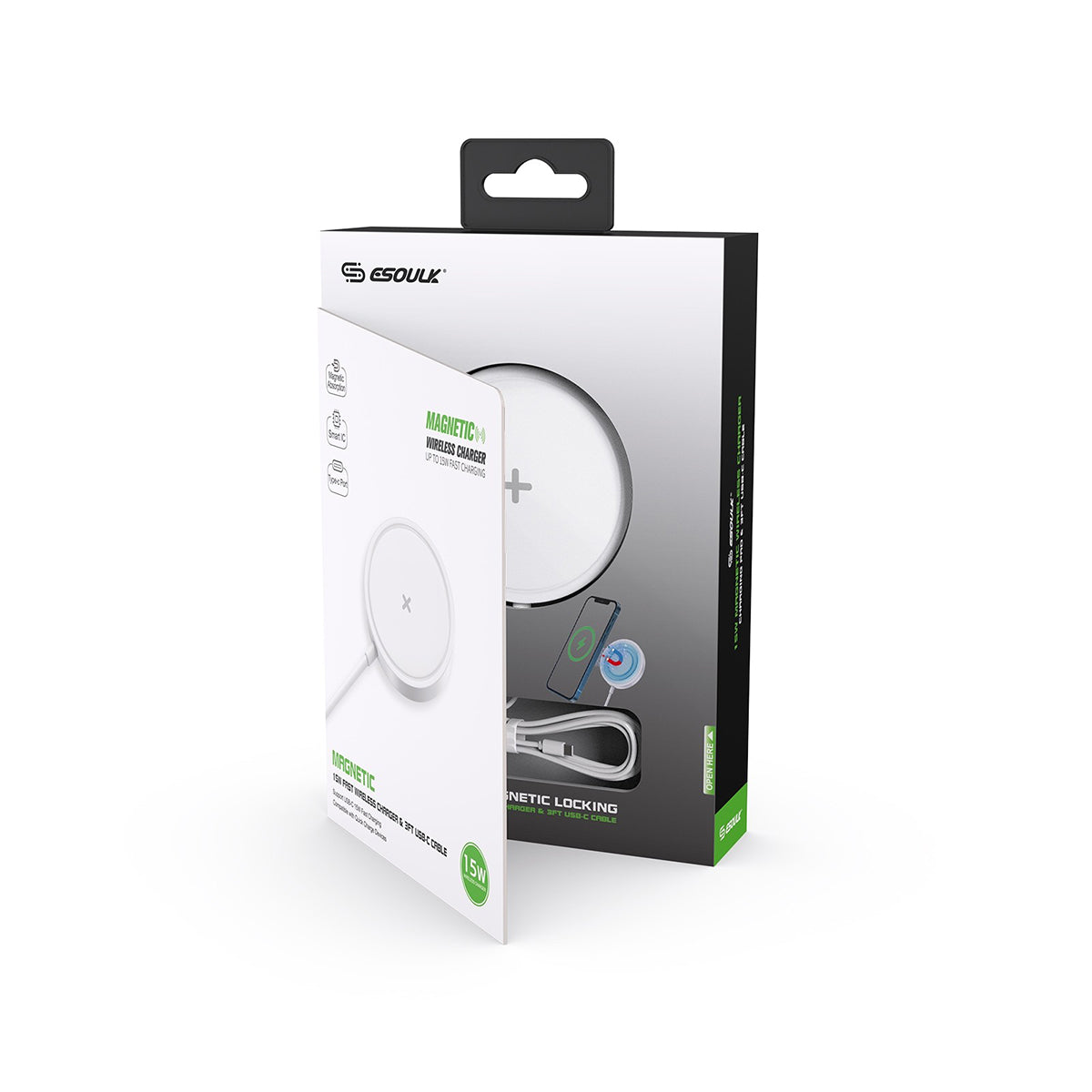 EW07WH 15W Magnetic Wireless Charger - ESoulk 15W Cargador Magnético Inalámbrico - Tecn. Carga Rápida QI