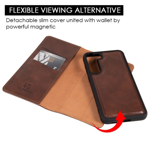 The Luxury Gentleman Estuche tipo billetera de cuero con tapa magnética para Samsung Galaxy S23 - Magnetic Flip Leather Wallet Case for Samsung Galaxy S23
