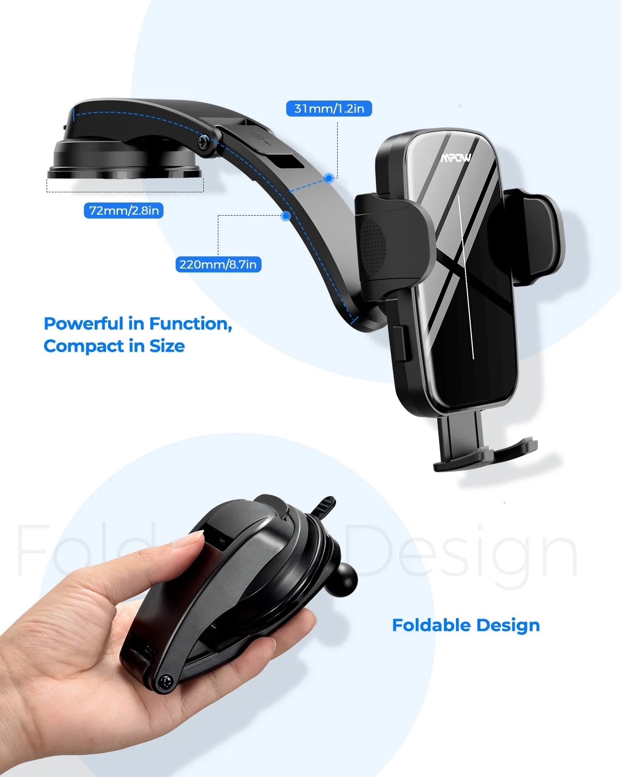 MPOW soporte para automóvil CA162A Ventosa - MPOW Car Mount CA162A Suction Cup