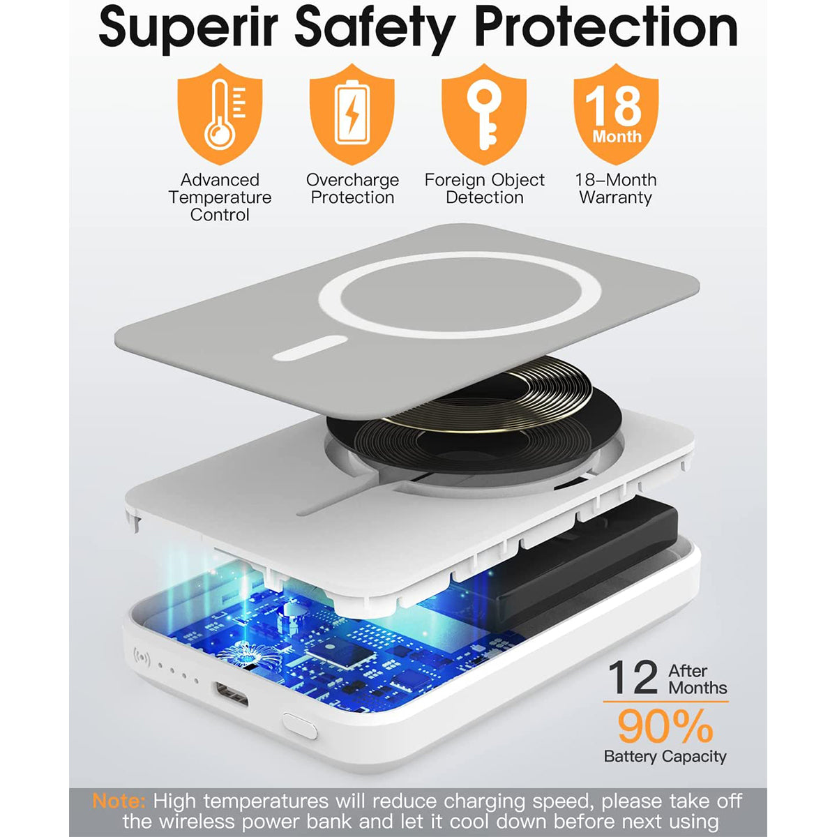 Prodigee MagPower banco de energía inalámbrico magnético To Go 5K - Prodigee MagPower Magnetic Wireless Power Bank To Go 5K