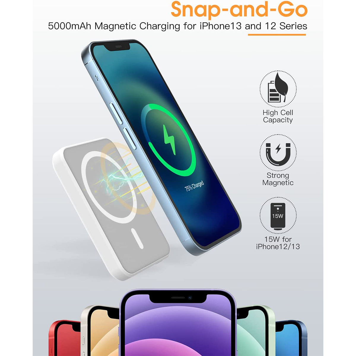 Prodigee MagPower banco de energía inalámbrico magnético To Go 5K - Prodigee MagPower Magnetic Wireless Power Bank To Go 5K