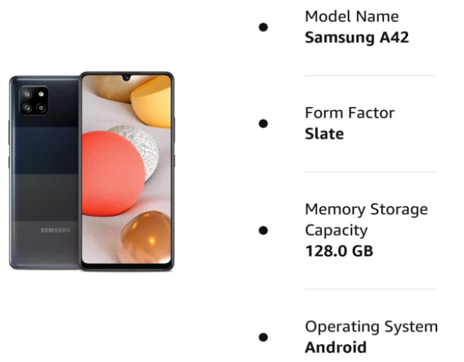 Samsung A42 5G Teléfono inteligente desbloqueado de 128 GB - Samsung A42 5G Unlocked 128GB Smartphone
