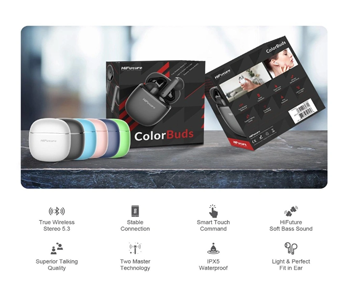 Hifuture Colorbuds Audífonos Bluetooth inalámbricos verdaderos (010701-0148)