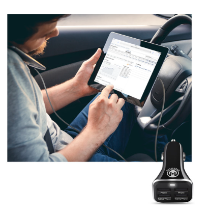 HyperGear Cargador de coche Quad USB 6.8A con tecnología de carga rápida