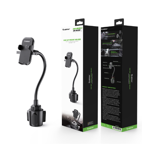 EH37BK: eSoulk Soporte para portavasos una solución de cuello de cisne flexible para ver dispositivos con manos libres mientras se conduce