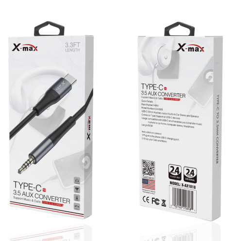 X-Max Adaptador de audio de 3,5 mm macho a tipo C - AX1818