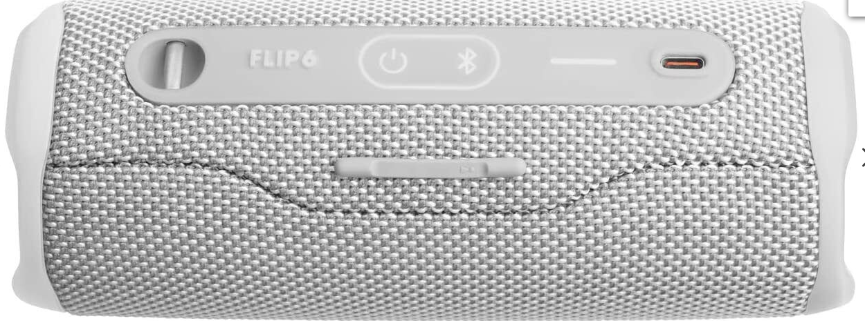 JBL Flip 6: Altavoz Bluetooth portátil resistente al agua en color blanco