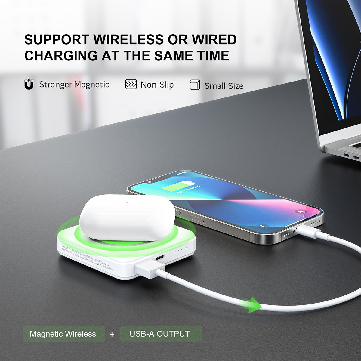 EP31-WH 5000mAh 5W MAGNETIC WIRELESS POWER BANK - ESoulk banco de energía inalámbrico magnético 5W