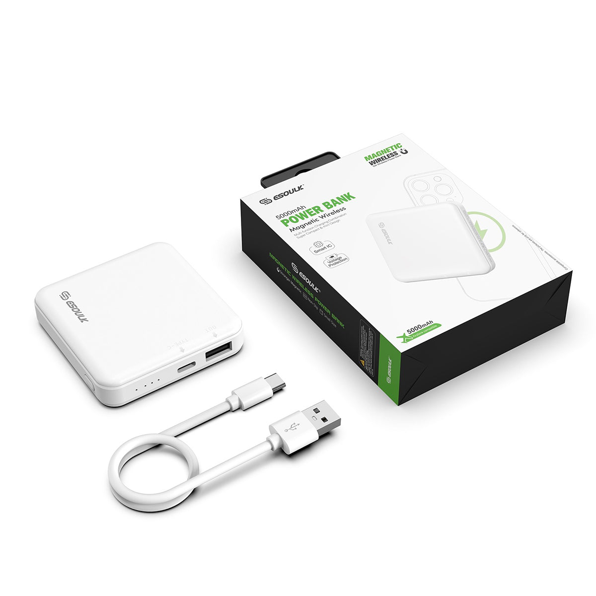 EP31-WH 5000mAh 5W MAGNETIC WIRELESS POWER BANK - ESoulk banco de energía inalámbrico magnético 5W
