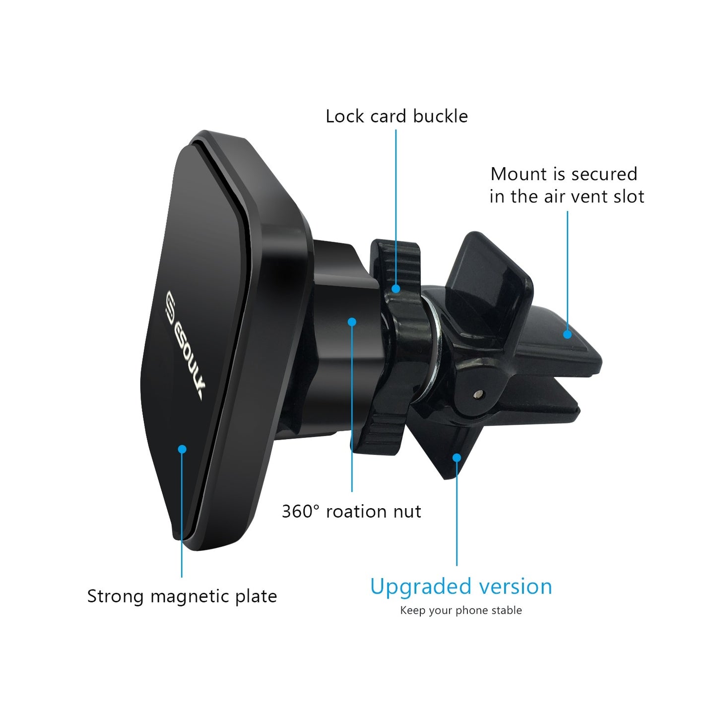 EH02PBK ESoulk Air Vent Magnet Holder - Soporte Magnético Seguro Teléfonos