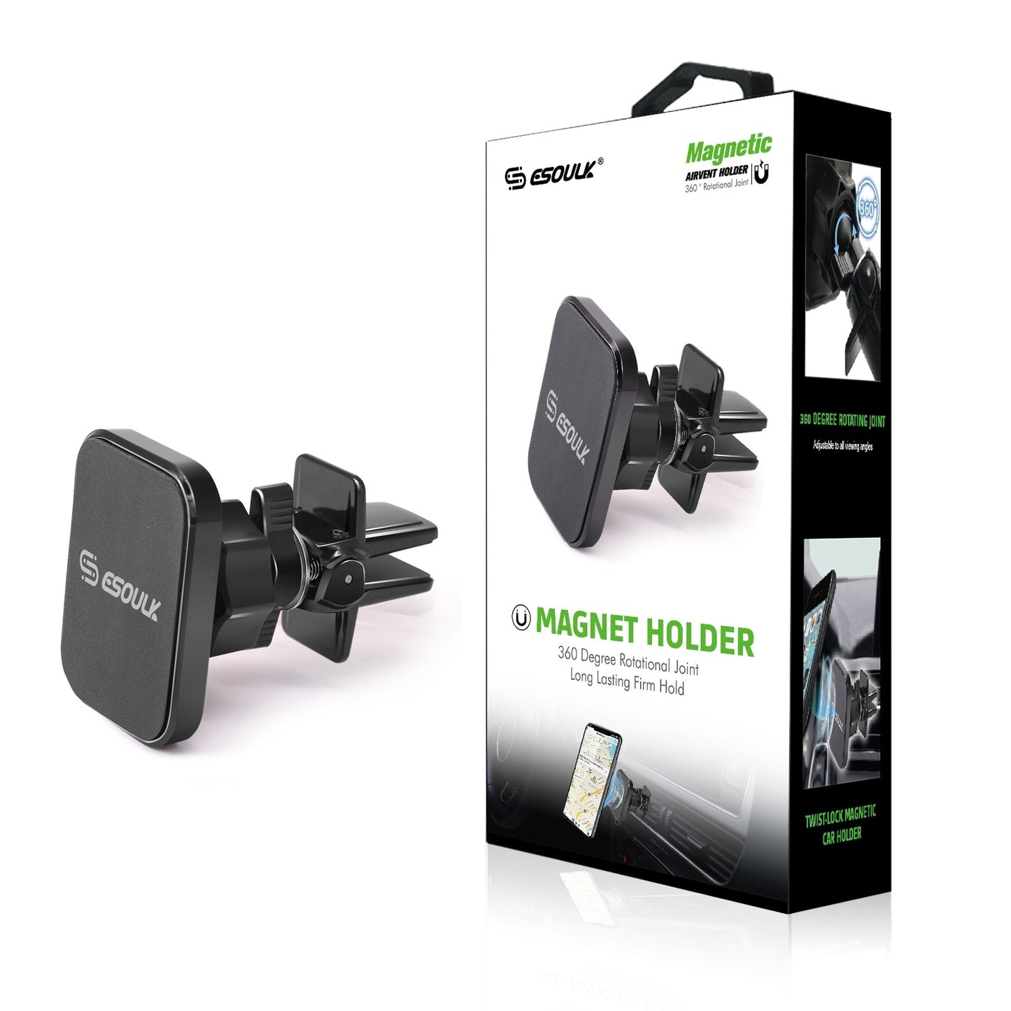 EH02PBK ESoulk Air Vent Magnet Holder - Soporte Magnético Seguro Teléfonos