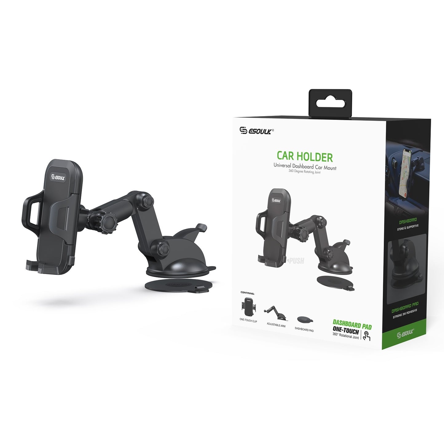 EH41BK UNIVERSAL DASHBOARD CAR MOUNT - ESoulk Soporte universal para tablero de automóvil - 6.36 pulgadas de ancho (EH41BK)