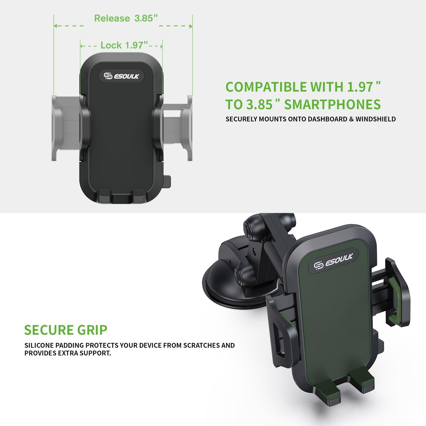 EH41BK UNIVERSAL DASHBOARD CAR MOUNT - ESoulk Soporte universal para tablero de automóvil - 6.36 pulgadas de ancho (EH41BK)