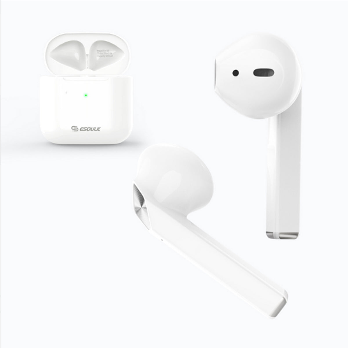 EE09WH ENC TRUE WIRELESS EARBUDS - ESOULK EE09 Audífonos Bluetooth inalámbricos verdaderos con sonido envolvente estéreo 3D