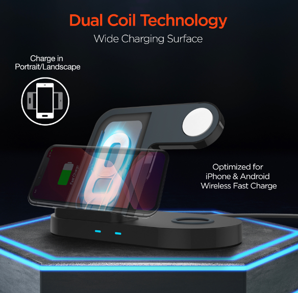 HyperGear base de carga inalámbrica 3 en 1 - HyperGear 3-in-1 wireless charging pad