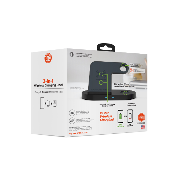 HyperGear base de carga inalámbrica 3 en 1 - HyperGear 3-in-1 wireless charging pad
