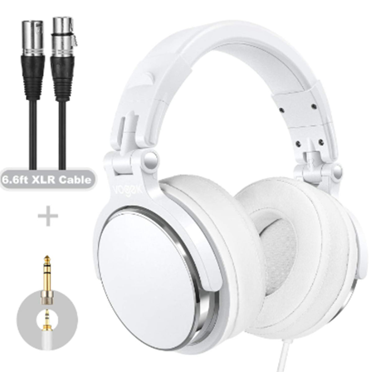 Vogek Professional DJ Mixing Headset/Controladores Neodimio 50mm/Cable XLR 6.6p - Vogek Professional DJ Mixing Headset/50mm Neodymium Drivers/6.6p XLR Cable