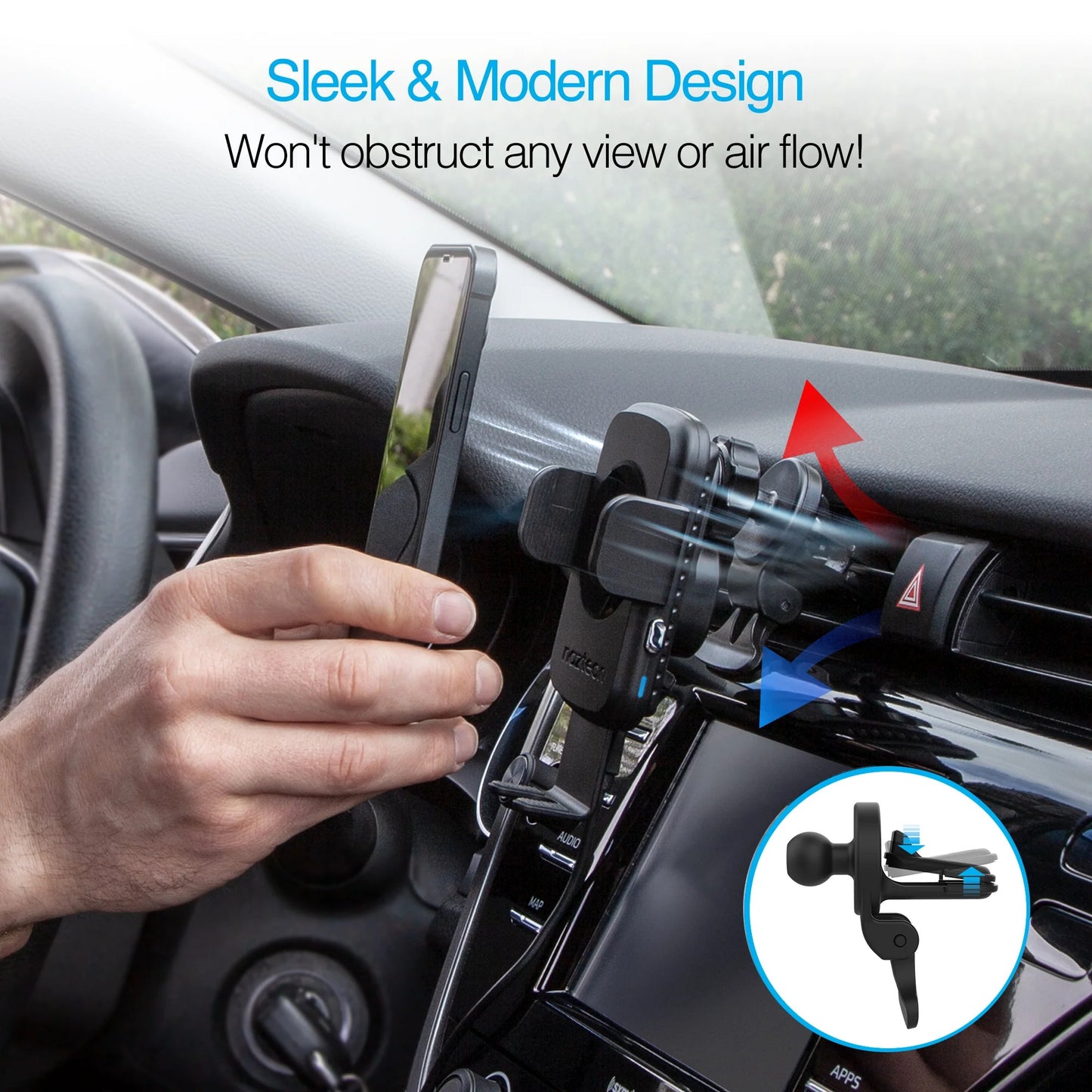 Naztech Smart Grip Soporte para coche con carga inalámbrica (negro)