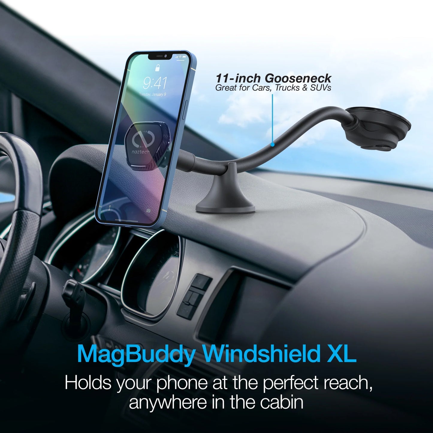 Naztech MagBuddy Elite Soporte para parabrisas XL - Naztech MagBuddy Elite Windshield XL Mount