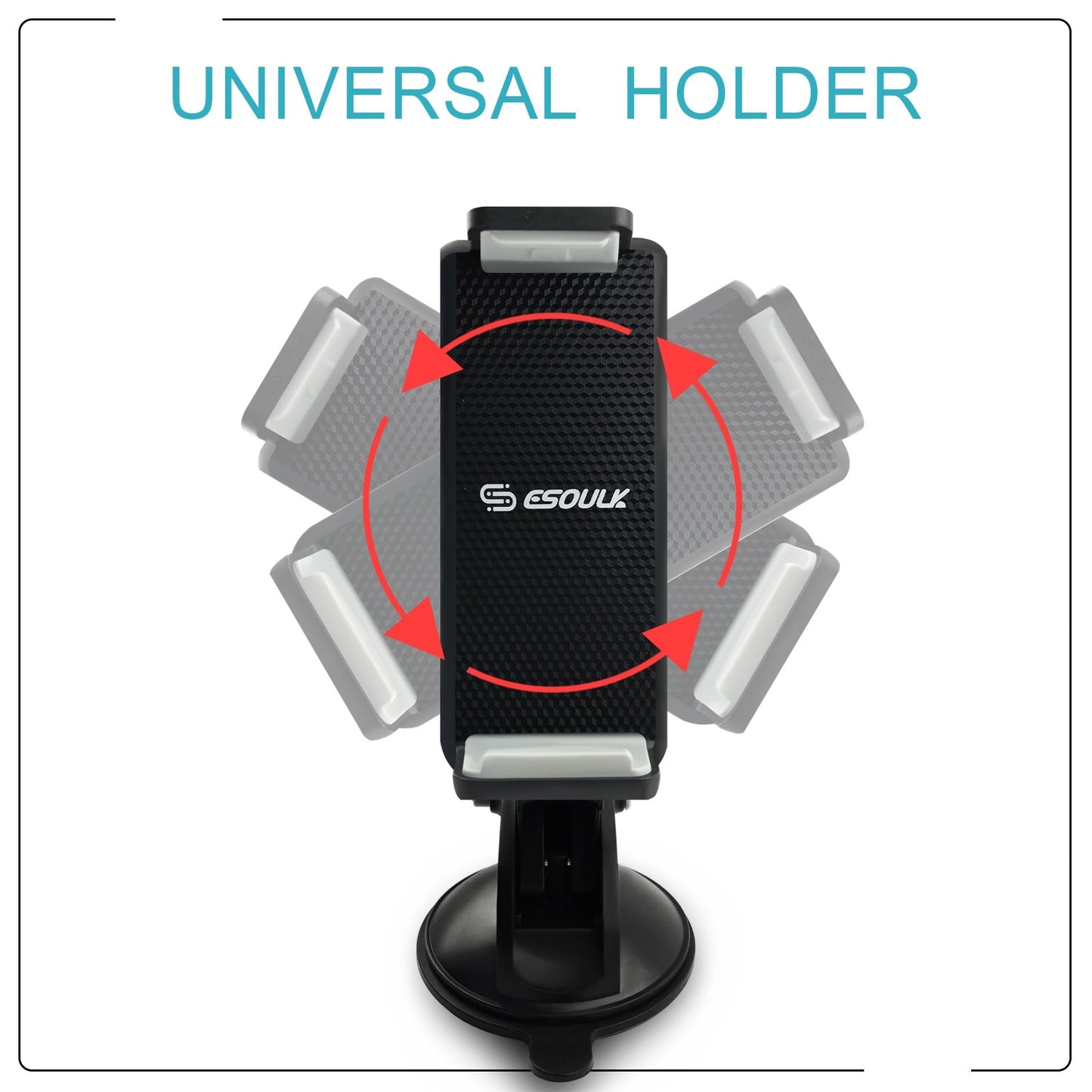 EH11PBK Esoulk iPad Mini&phone Holder - ESoulk Soporte para Automóvil para Teléfono Inteligente/iPad Mini/Brazo Telescópico/Botón de Liberación