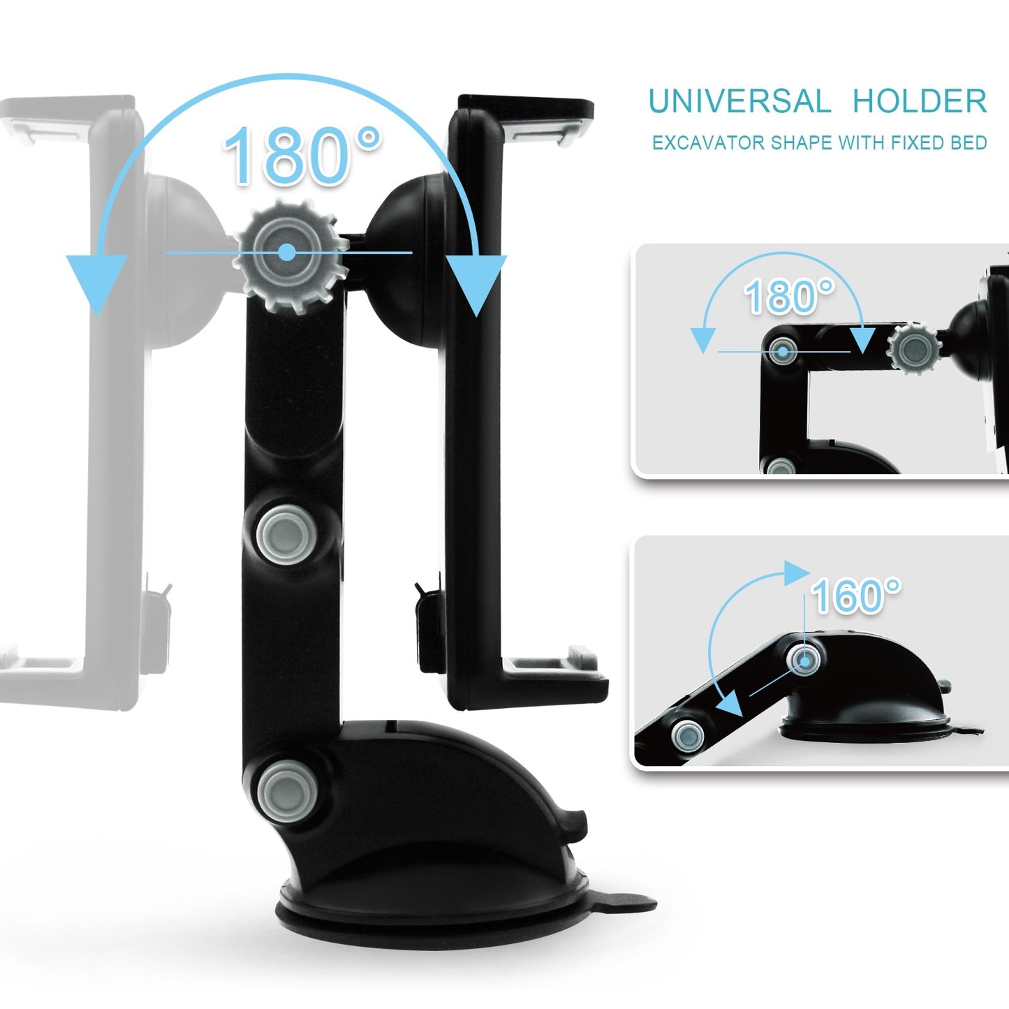 EH11PBK Esoulk iPad Mini&phone Holder - ESoulk Soporte para Automóvil para Teléfono Inteligente/iPad Mini/Brazo Telescópico/Botón de Liberación