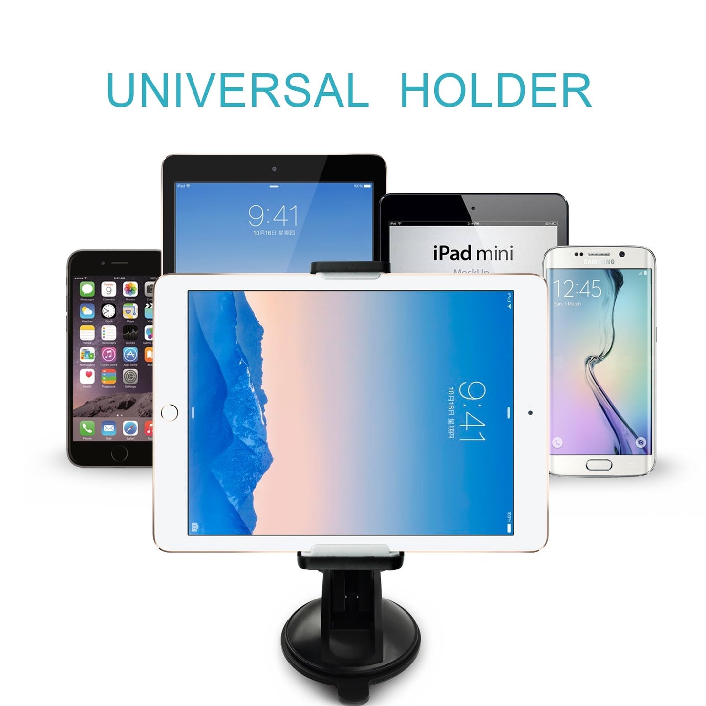 EH11PBK Esoulk iPad Mini&phone Holder - ESoulk Soporte para Automóvil para Teléfono Inteligente/iPad Mini/Brazo Telescópico/Botón de Liberación