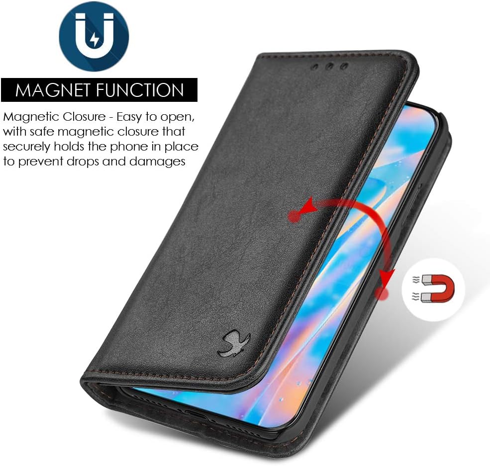 The Luxury Gentleman - Funda de piel con tapa magnética tipo cartera para Apple iPhone 13 - Leather Wallet Case with Magnetic Flip Cover for Apple iPhone 13
