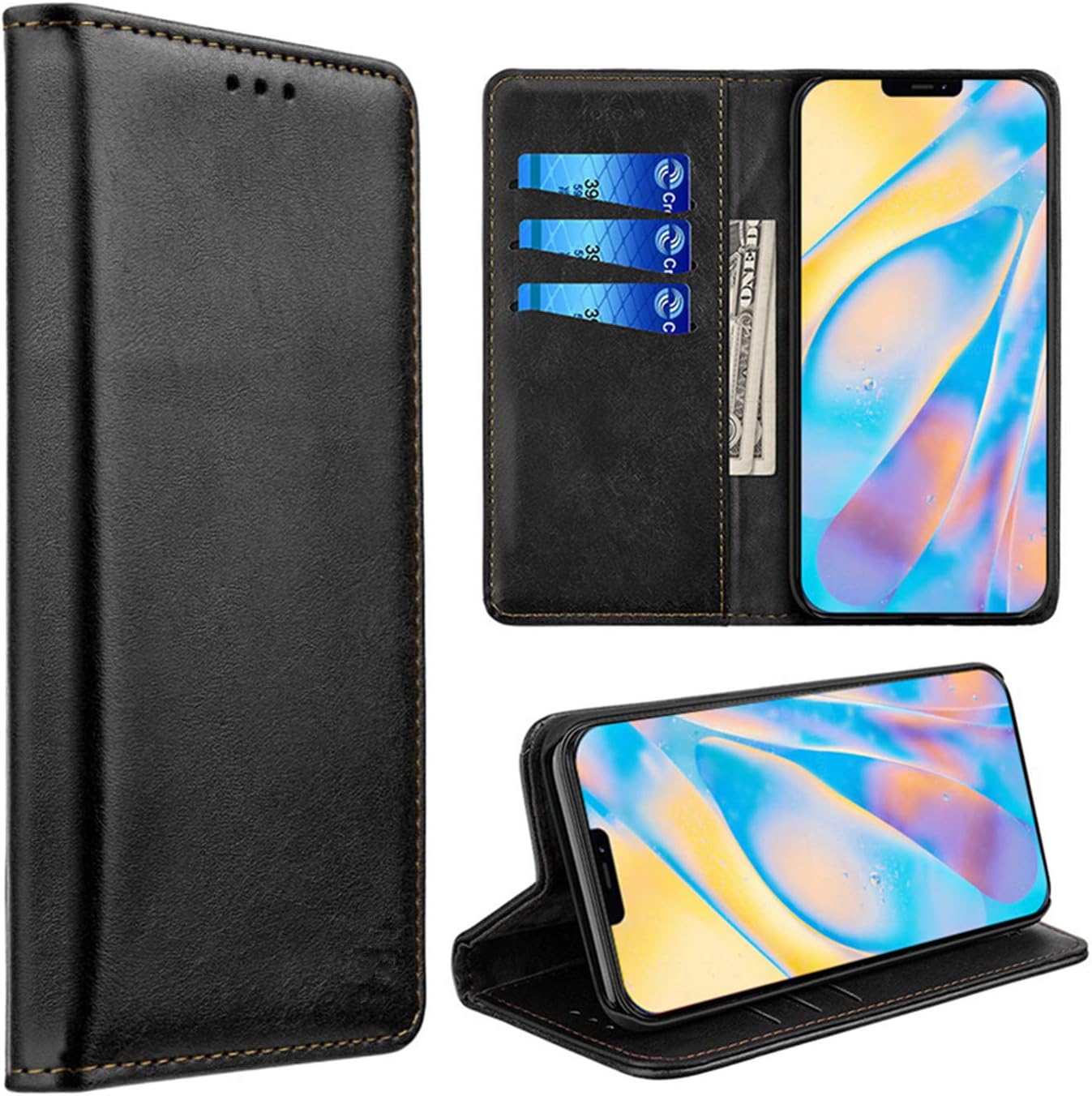 The Luxury Gentleman - Estuche tipo billetera de cuero con tapa magnética de caballero de lujo para Apple iPhone 12 Pro Max - Magnetic Flip Leather Wallet Case for Apple iPhone 12 Pro Max