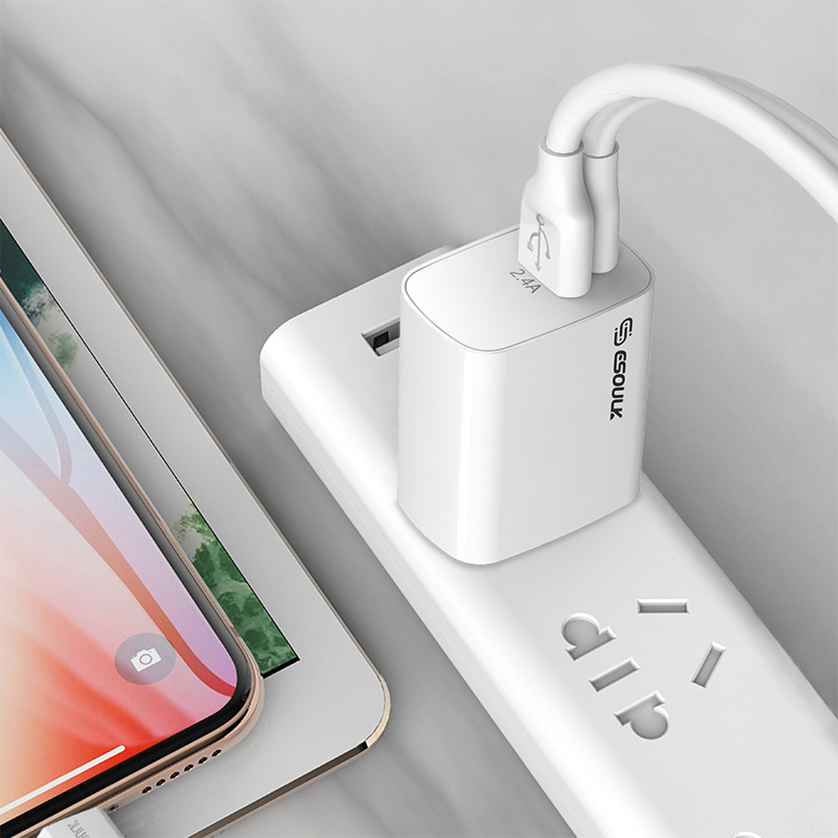 EC10P-CL-WH 18W Wall Charger PD&2.4A USB with 5ft C to 8Pin cable - ESoulk PD USB-A 18W Cargador de Pared con Cable USB-C a Lightning (5 pies)