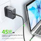 EK-2002BK 45W PD Dual Type-C FAST WALL CHARGER - Esoulk cargador de pared rápido de suministro de energía USB-C de 45 W