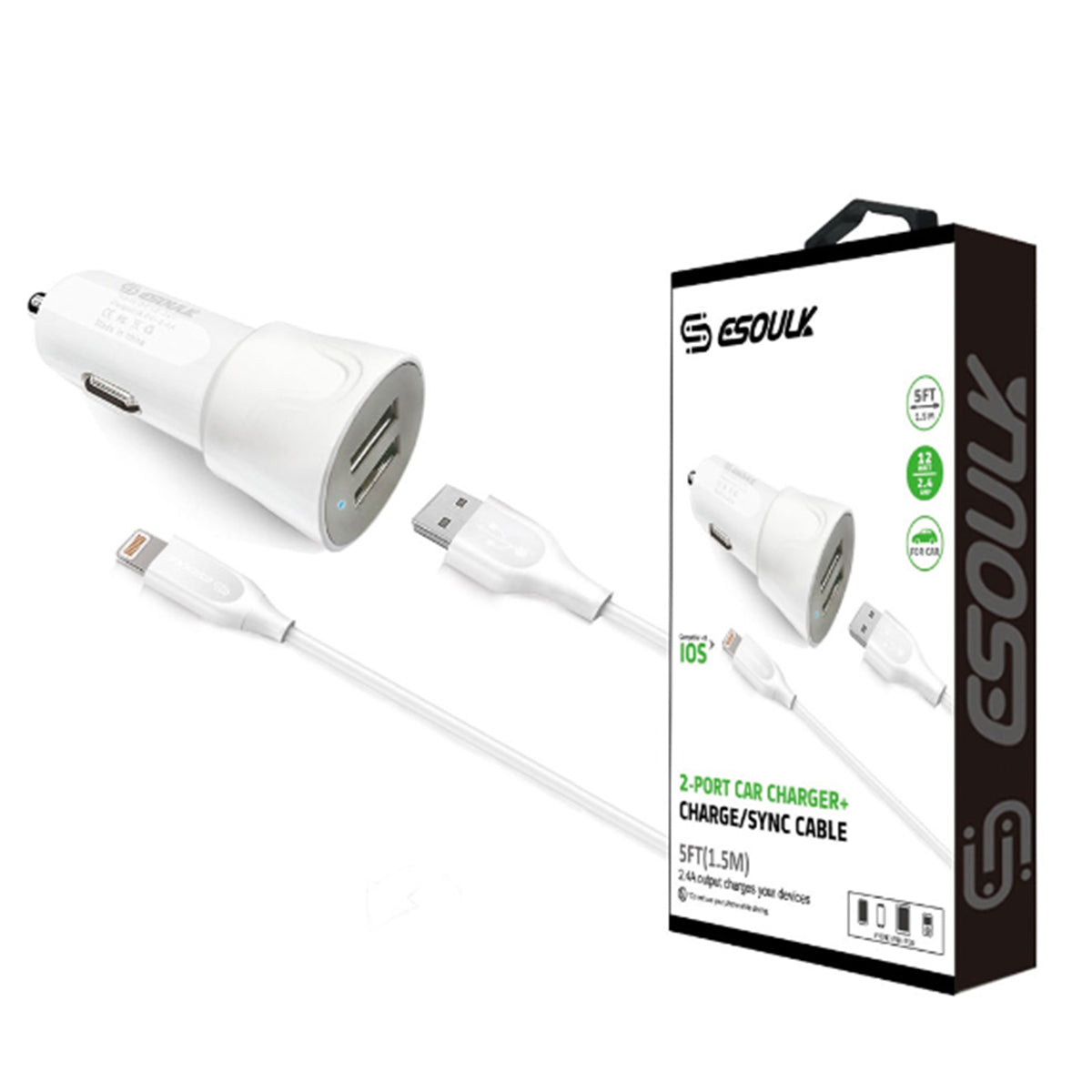 EC43P 2.4A ESoulk car charger kit - 2.4A ESoulk juego Cargador Coche EC43P