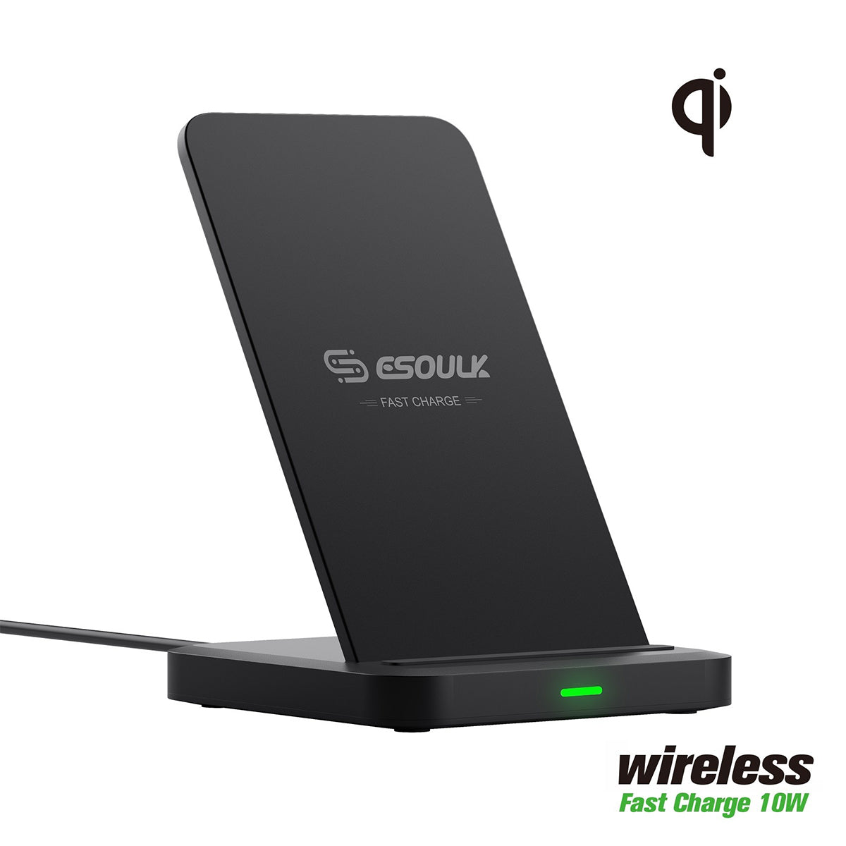 EW03PBK: QI 10W Vertical Double Coil Wireless Fast Charger - ESoulk QI 10W Cargador Inalámbrico Vertical Doble Bobina (EW03PBK)