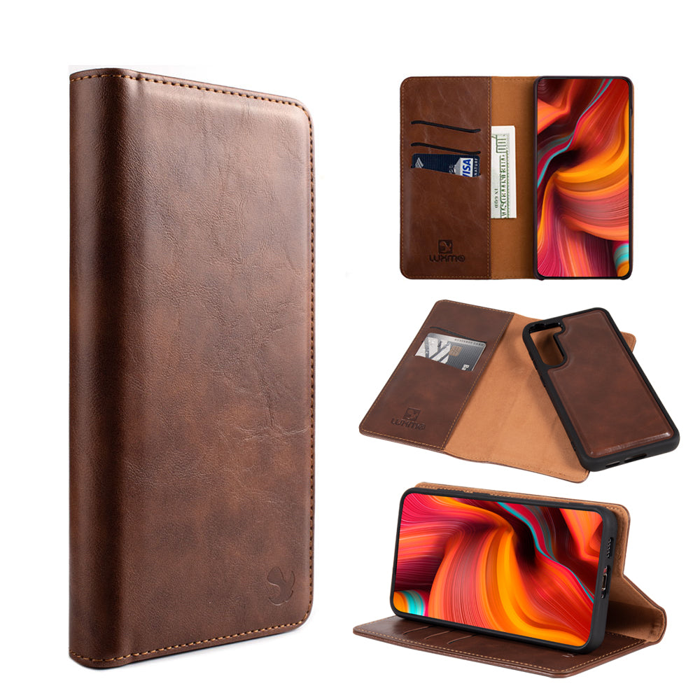 The Luxury Gentleman Estuche tipo billetera de cuero con tapa magnética para Samsung Galaxy S23 - Magnetic Flip Leather Wallet Case for Samsung Galaxy S23