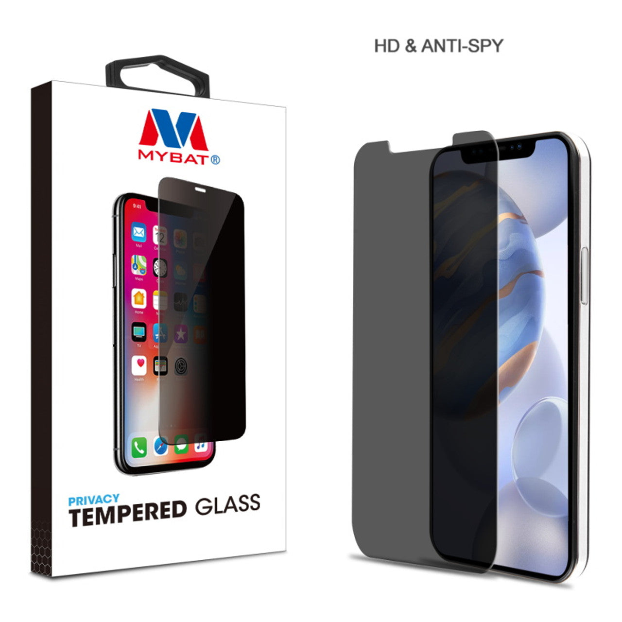 MyBat Privacy iPhone 12/ 12 Pro Vidrio Templado - MyBat Privacy iPhone 12/ 12 Pro Tempered Glass