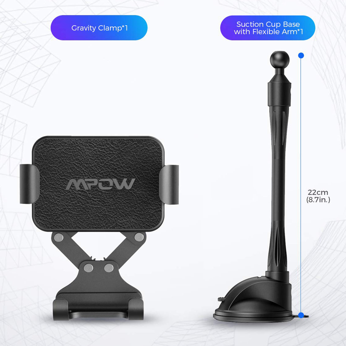 MPOW Gravity Linkage Auto-Sujeción Soporte para Teléfono Automóvil - MPOW Gravity Linkage Self-Clamping Car Phone Holder