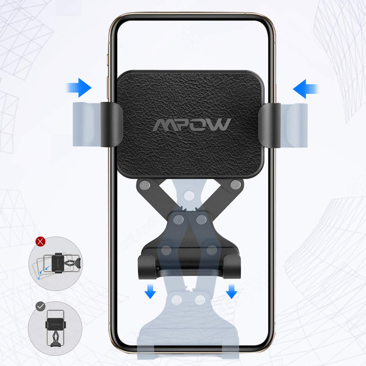 MPOW Gravity Linkage Auto-Sujeción Soporte para Teléfono Automóvil - MPOW Gravity Linkage Self-Clamping Car Phone Holder