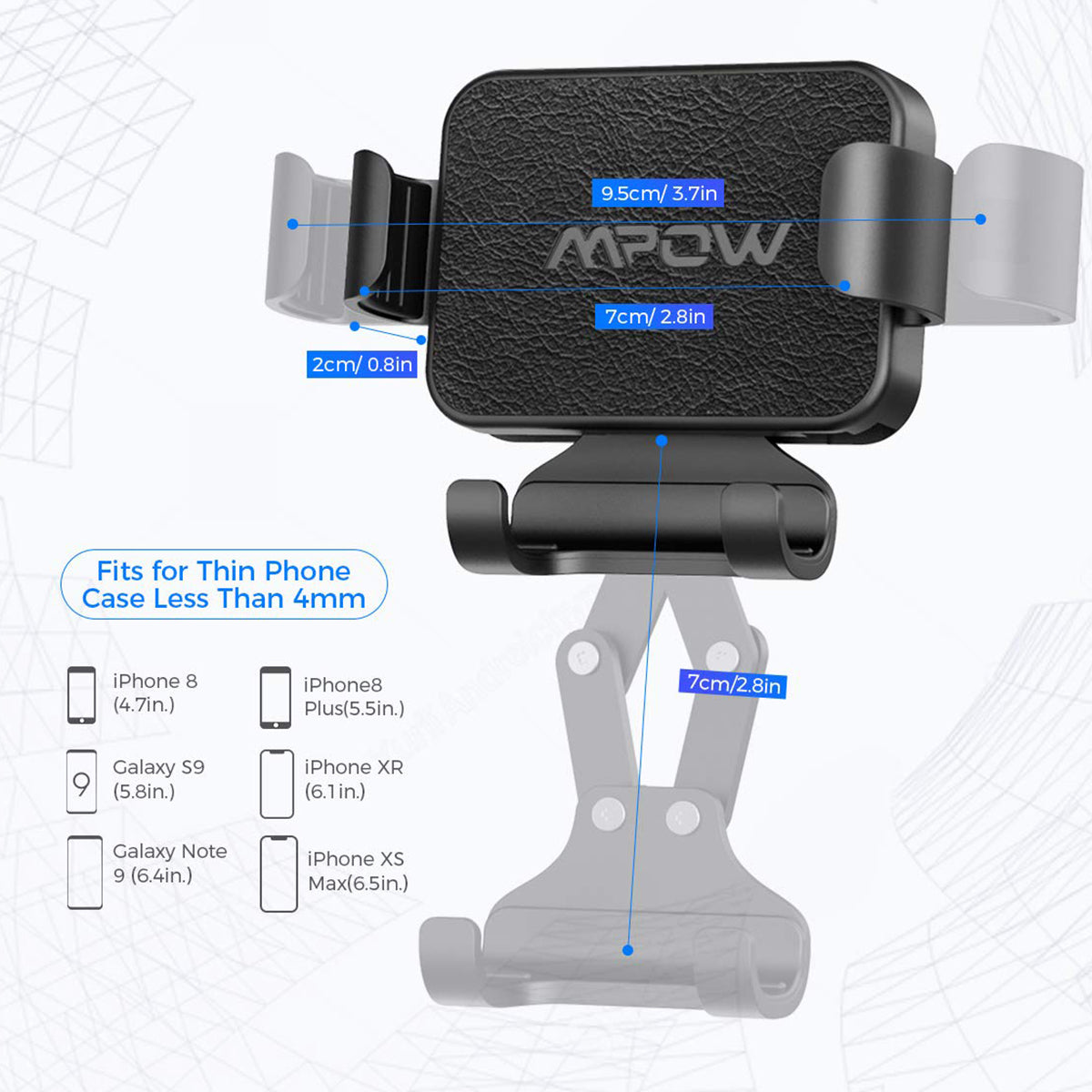 MPOW Gravity Linkage Auto-Sujeción Soporte para Teléfono Automóvil - MPOW Gravity Linkage Self-Clamping Car Phone Holder