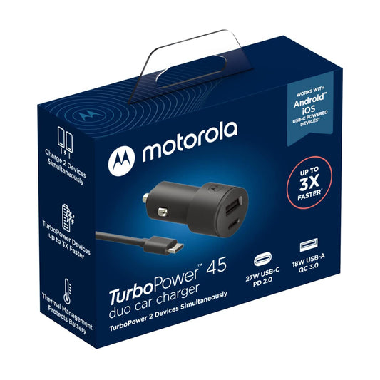 Motorola Turbopower Duo 45 W Cargador de Carro - Motorola Turbopower Duo 45W Car Charger