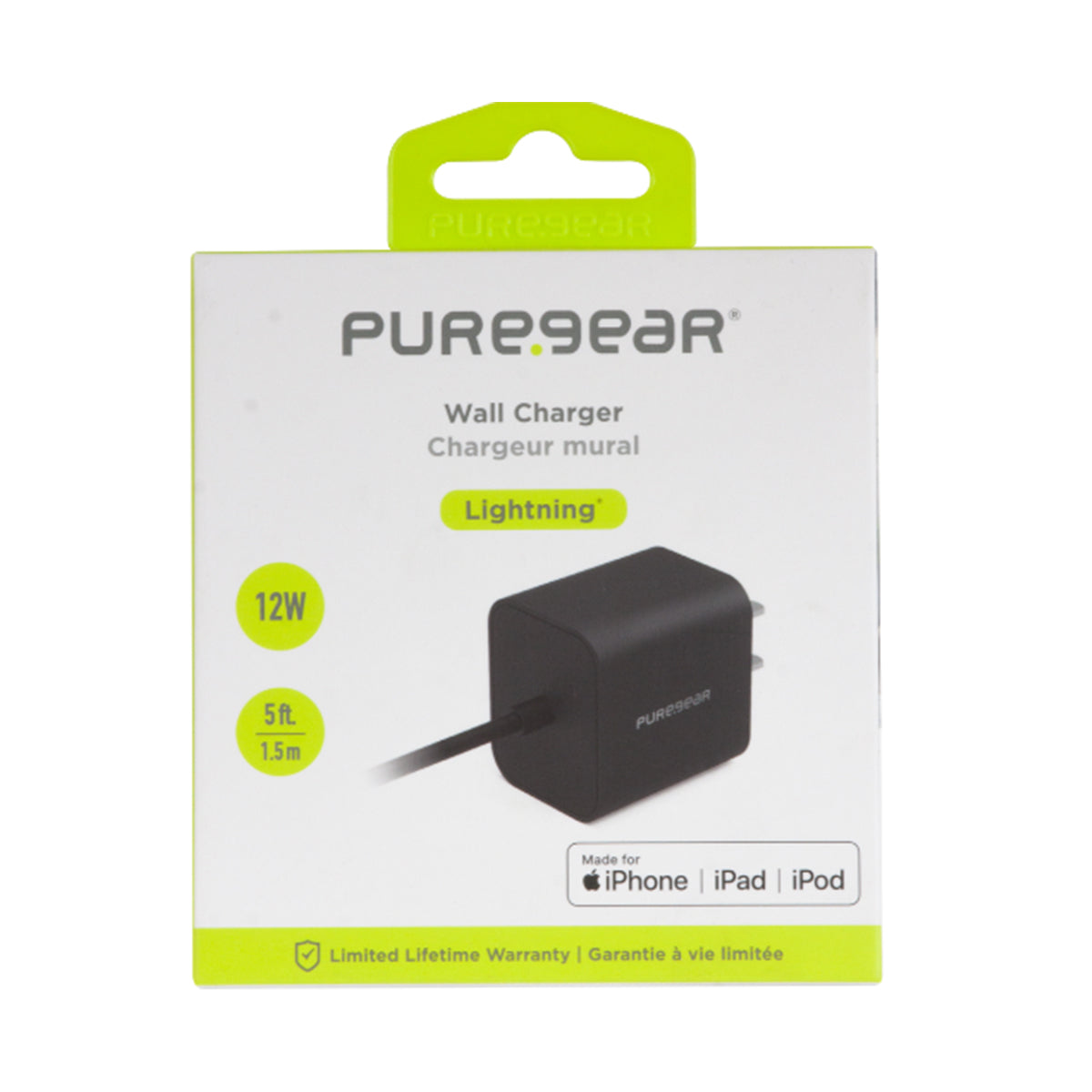 PureGear Cargador de pared  Lightning de 12W - PureGear 12W Lightning Wall Charger