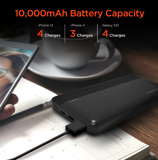 HyperGear Batería Externa 10000mAh 20W PD Plus USB - HyperGear 10000mAh 20W PD Plus USB Power Bank - Black