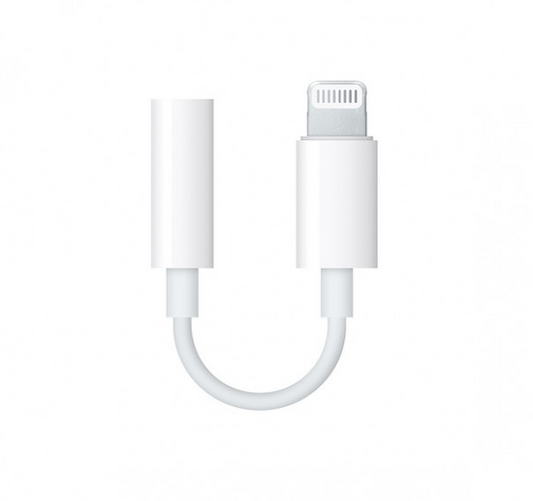 Apple MFI certificado Lightning a adaptador de conector de auriculares de 3,5 mm, blanco