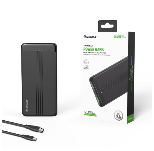 EP27-BK Batería externa ESoulk EP27 BK 10000mAh PD+QC3.0