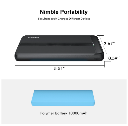 EP27-BK Batería externa ESoulk EP27 BK 10000mAh PD+QC3.0