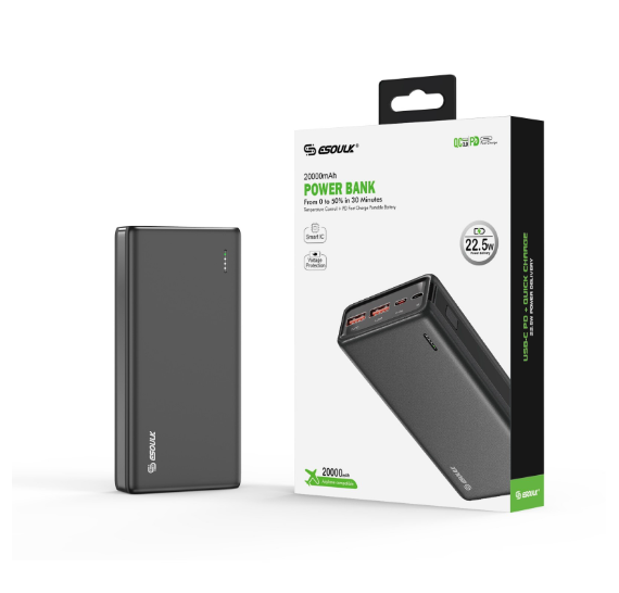 EP-29-BK Batería externa de carga rápida ESoulk EP29 20000 mAh PD/QC 45W