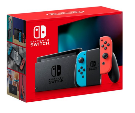 Nintendo Switch con Joy-Con azul neón y rojo neón