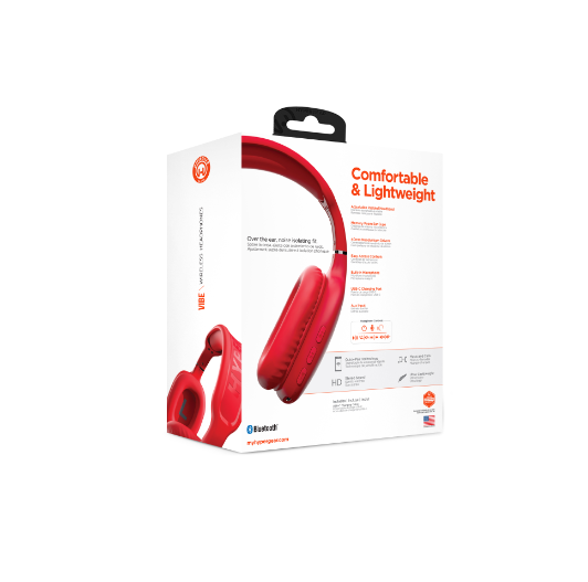 HyperGear VIBE Audífonos inalámbricos (rojos): sonido premium y comodidad mientras viaja con Bluetooth 4.2 y clasificación IPX4