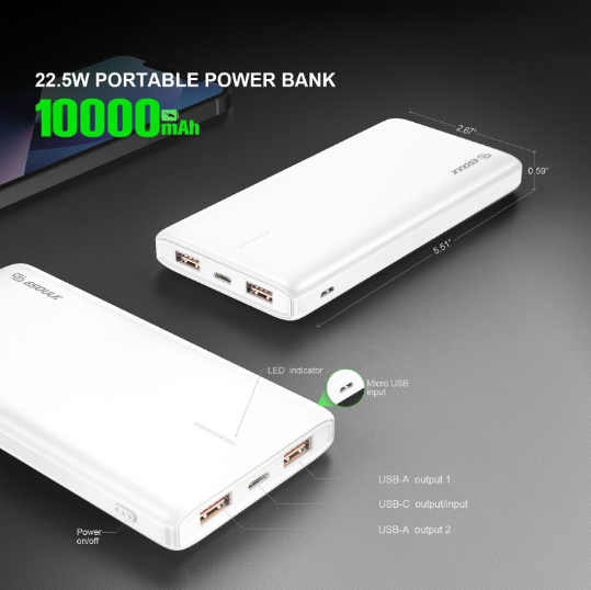 EP30-WH Esoulk Banco de energía 10000mAh PD20W QC 22.5W